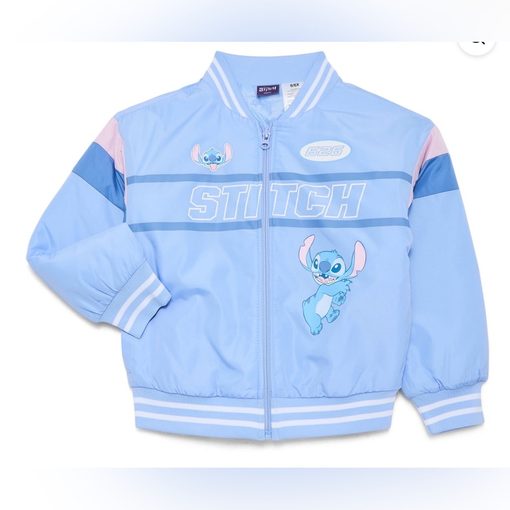 NWT Lilo & Stitch Girls Bomber Jacket, Sizes 4-5